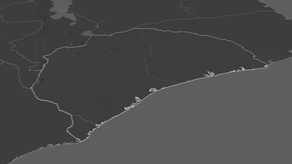 Zoom Sur Zambezia Province Mozambique Esquissée Perspective Oblique Carte Altitude — Photo