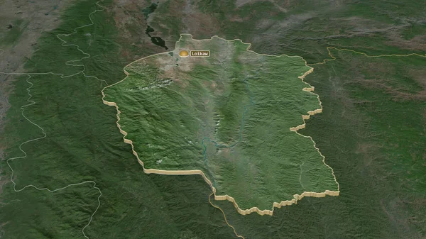 Ampliar Kayah Estado Myanmar Extruido Perspectiva Oblicua Imágenes Satélite Renderizado — Foto de Stock