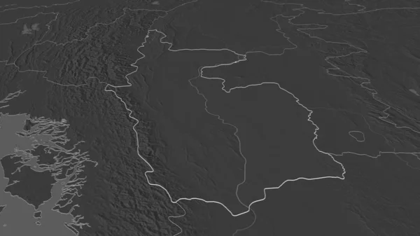 Zoom Magway Divisione Del Myanmar Delineato Prospettiva Obliqua Mappa Elevazione — Foto Stock