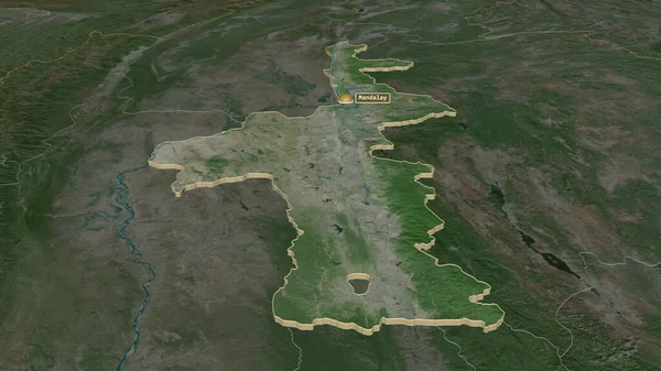 Zoom Sur Mandalay Division Myanmar Extrudé Perspective Oblique Imagerie Satellite — Photo