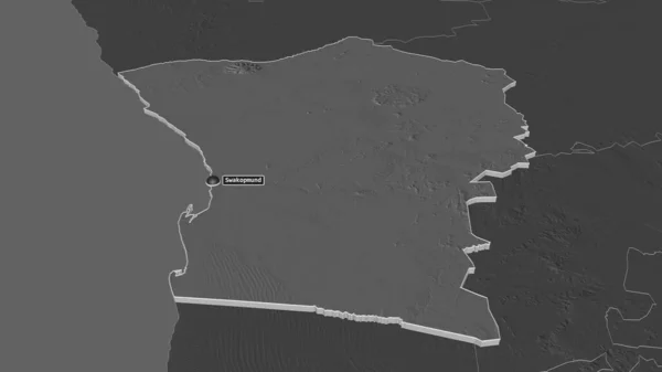 Ampliar Erongo Región Namibia Extruido Perspectiva Oblicua Mapa Elevación Bilevel — Foto de Stock