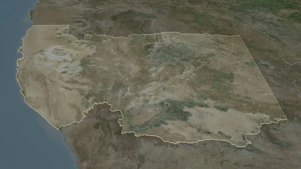 Zoom Karas Regione Della Namibia Delineato Prospettiva Obliqua Immagini Satellitari — Foto Stock