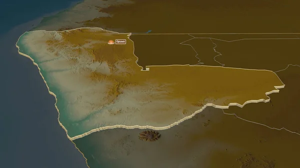 Powiększ Kunene Region Namibii Wytłaczane Perspektywa Ukośna Mapa Pomocy Topograficznej — Zdjęcie stockowe