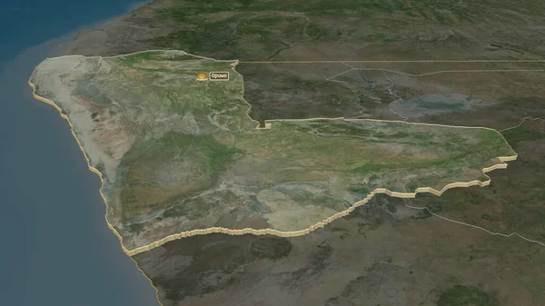Zoom Auf Kunene Region Namibia Extrudiert Schräge Perspektive Satellitenbilder Rendering — Stockfoto