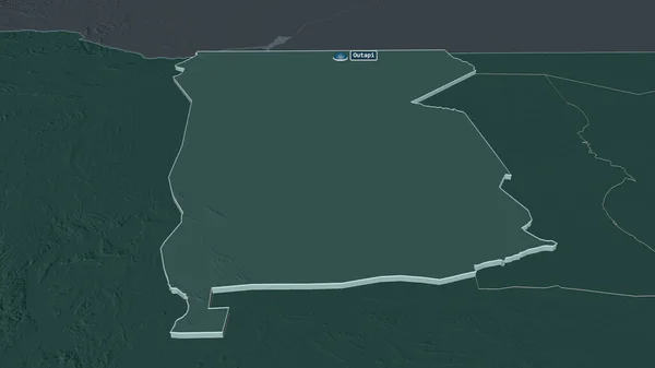 Omusati ナミビアの地域 でズームアウト 嘘の見方だ 水面と行政区画の色と衝突した地図 3Dレンダリング — ストック写真