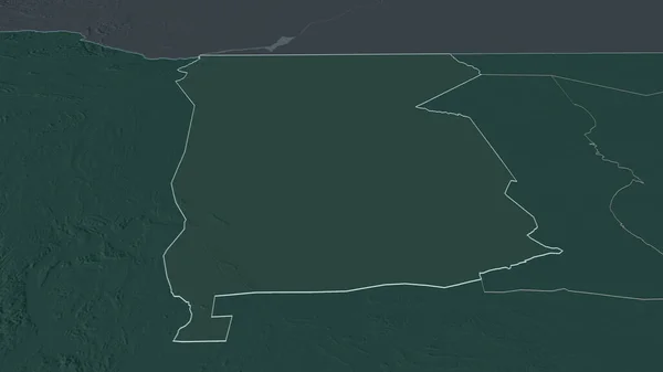 Zoom Omusati Regione Della Namibia Delineato Prospettiva Obliqua Mappa Colorata — Foto Stock