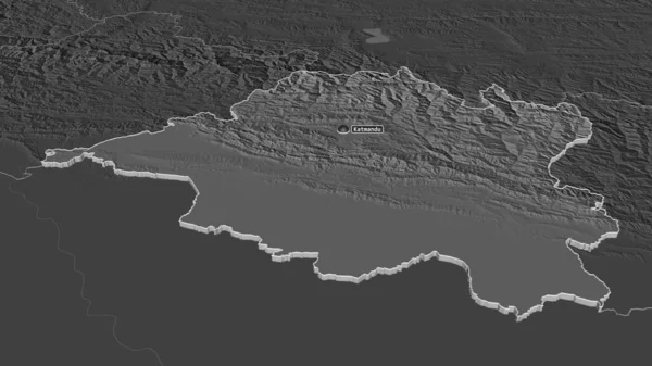 Ampliar Central Región Desarrollo Nepal Extruido Perspectiva Oblicua Mapa Elevación — Foto de Stock