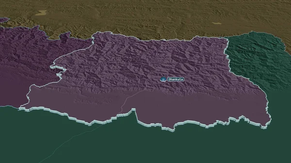 Ampliar Este Región Desarrollo Nepal Extruido Perspectiva Oblicua Mapa Coloreado — Foto de Stock