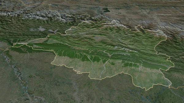 Zoom Auf Central Entwicklungsregion Nepals Skizziert Schräge Perspektive Satellitenbilder Rendering — Stockfoto