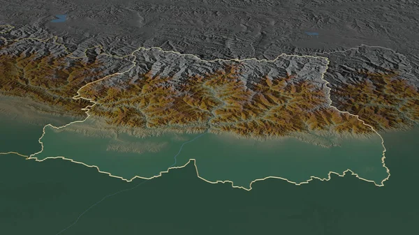東にズーム ネパールの開発地域 嘘の見方だ 地表水と地形救援マップ 3Dレンダリング — ストック写真