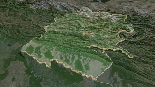 Zoom Far Western Development Region Nepal Extruded Oblique Perspective Satellite — Stock Photo, Image