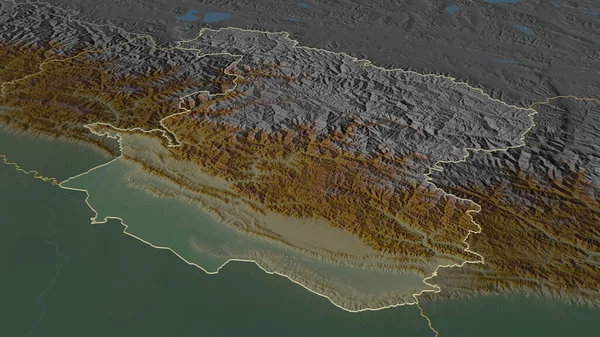 Aproxime Mid Western Região Desenvolvimento Nepal Descrito Perspectiva Óbvia Mapa — Fotografia de Stock