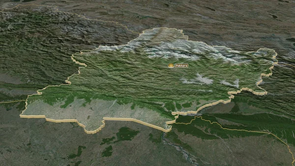 Zoom Sur Ouest Région Développement Népal Extrudé Perspective Oblique Imagerie — Photo