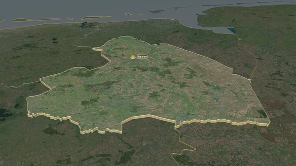 Ampliar Drenthe Provincia Holanda Extruido Perspectiva Oblicua Imágenes Satélite Renderizado — Foto de Stock