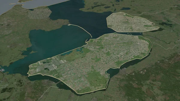 オランダのフレヴォラント州でズームアウト概要 嘘の見方だ 衛星画像 3Dレンダリング — ストック写真