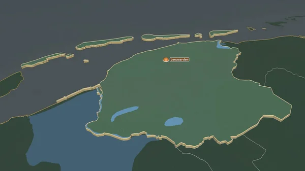 Занимайтесь Экструзией Фрисландии Провинция Нидерландов Непристойная Перспектива Карта Рельефа Поверхностными — стоковое фото