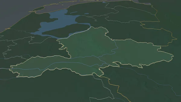 Ampliar Güeldres Provincia Holanda Esbozado Perspectiva Oblicua Mapa Topográfico Relieve — Foto de Stock