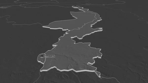 Ampliar Limburgo Provincia Países Bajos Extruido Perspectiva Oblicua Mapa Elevación — Foto de Stock