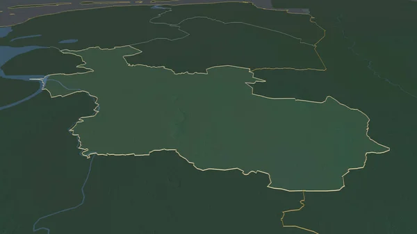 Powiększ Overijssel Prowincja Niderlandów Perspektywa Ukośna Mapa Pomocy Topograficznej Wodami — Zdjęcie stockowe