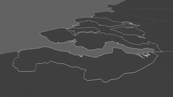 Přiblížit Zeeland Provincie Nizozemsko Nastínil Úhlová Perspektiva Bilevel Elevační Mapa — Stock fotografie