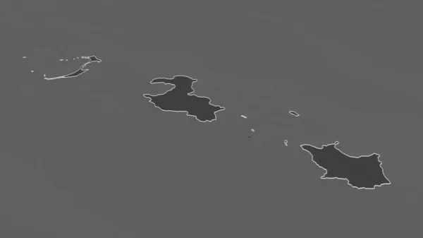 将重点放在洛约特岛 新喀里多尼亚省 斜的角度 带地表水的双层高程图 3D渲染 — 图库照片
