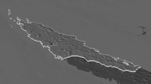 Zoom Sur Nord Province Nouvelle Calédonie Extrudé Perspective Oblique Carte — Photo