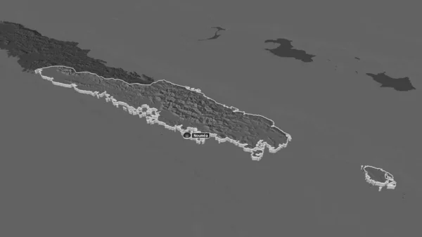 Zoom Sud Província Nova Caledônia Extrudido Perspectiva Óbvia Bilevel Mapa — Fotografia de Stock