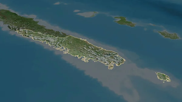Ampliar Sud Provincia Nueva Caledonia Esbozado Perspectiva Oblicua Imágenes Satélite — Foto de Stock