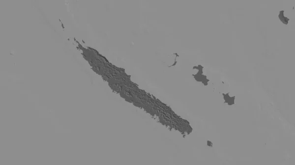 Forma Delineada Del Área Nueva Caledonia Mapa Elevación Bilevel Con —  Fotos de Stock
