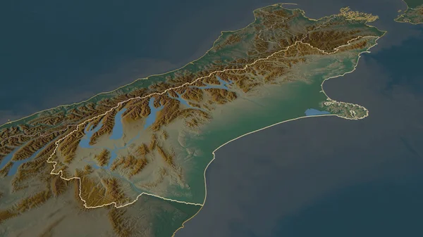 Powiększ Canterbury Rada Regionalna Nowej Zelandii Perspektywa Ukośna Mapa Pomocy — Zdjęcie stockowe