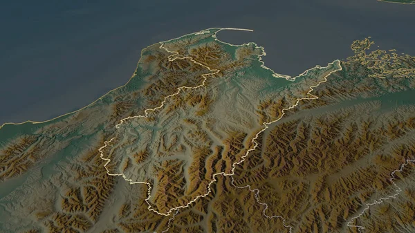 Ampliar Nelson Autoridad Unitaria Nueva Zelanda Delineado Perspectiva Oblicua Mapa — Foto de Stock