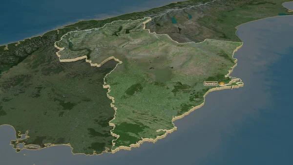 Zooma Otago Regionala Rådet Nya Zeeland Extruderade Svagt Perspektiv Satellitbilder — Stockfoto
