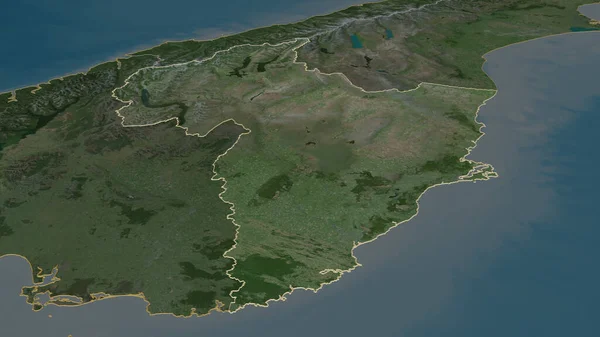 Powiększ Otago Rada Regionalna Nowej Zelandii Perspektywa Ukośna Zdjęcia Satelitarne — Zdjęcie stockowe