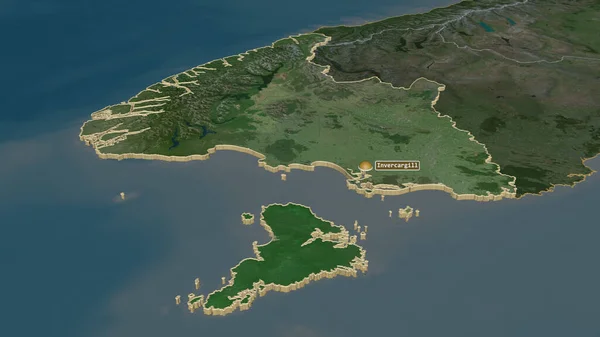 Zoom Sur Southland Conseil Régional Nouvelle Zélande Extrudé Perspective Oblique — Photo