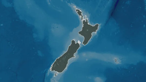 Forma Delineada Del Área Nueva Zelanda Mapa Coloreado Tocado División — Foto de Stock