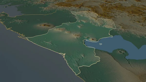 Zoom Leon Departamento Nicarágua Delineado Perspectiva Óbvia Mapa Topográfico Relevo — Fotografia de Stock