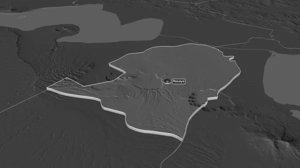 Zoom Masaya Department Nicaragua Extruded Oblique Perspective Bilevel Elevation Map — Stock Photo, Image