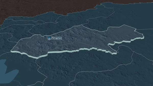 Zoom Matagalpa Dipartimento Del Nicaragua Estruso Prospettiva Obliqua Mappa Colorata — Foto Stock