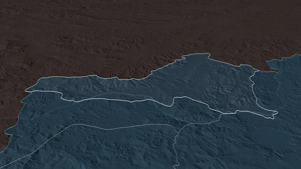 ヌエバ セゴビア ニカラグア省 のズームアウト 嘘の見方だ 水面と行政区画の色と衝突した地図 3Dレンダリング — ストック写真