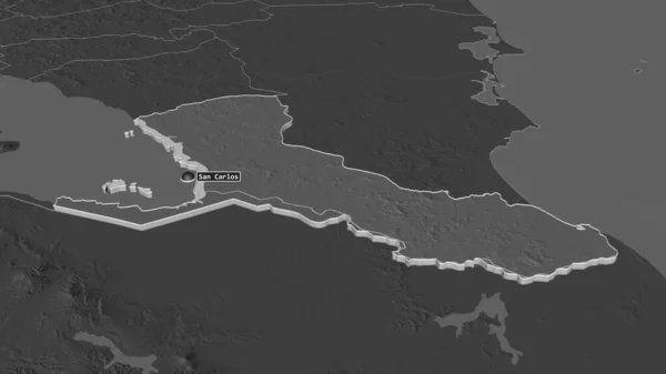 Ampliar Río San Juan Departamento Nicaragua Extruido Perspectiva Oblicua Mapa — Foto de Stock