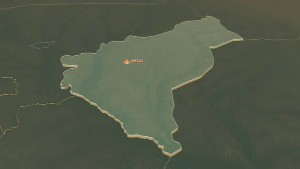 Ampliar Dosso Departamento Níger Extruido Perspectiva Oblicua Mapa Topográfico Relieve — Foto de Stock