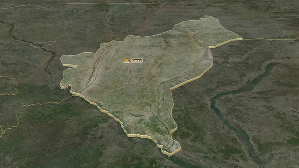 Zoom Auf Dosso Departement Niger Schräge Perspektive Satellitenbilder Rendering — Stockfoto