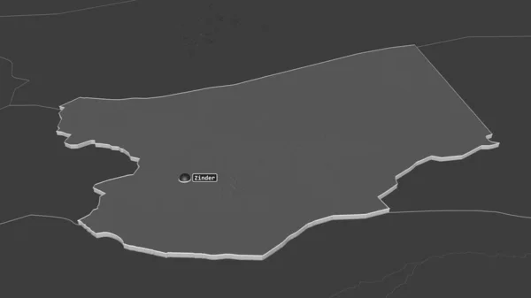 Ampliar Zinder Departamento Níger Extruido Perspectiva Oblicua Mapa Elevación Bilevel — Foto de Stock