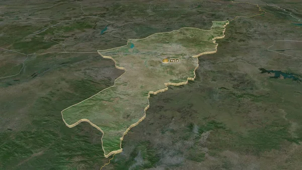 Inzoomen Adamawa Staat Nigeria Geëxtrudeerd Obliek Perspectief Satellietbeelden Weergave — Stockfoto