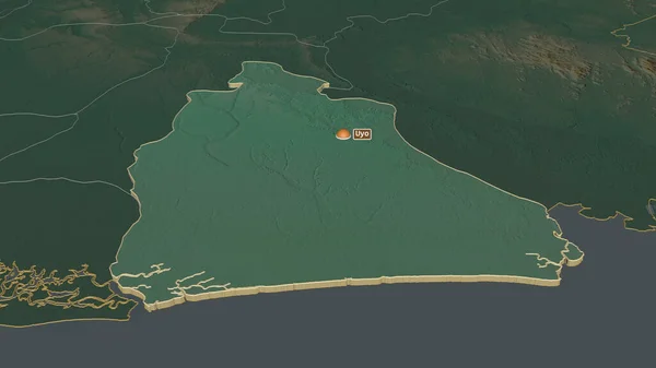 Ampliar Akwa Ibom Estado Nigeria Extruido Perspectiva Oblicua Mapa Topográfico — Foto de Stock