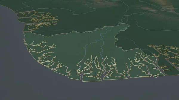 バイエルサ ナイジェリアの州 でズームアウト概要 嘘の見方だ 地表水と地形救援マップ 3Dレンダリング — ストック写真
