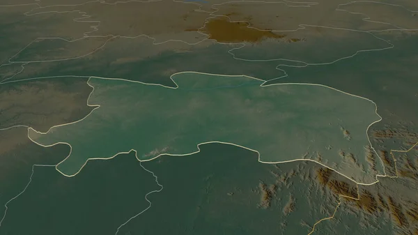 Zoom Benue Stato Della Nigeria Delineato Prospettiva Obliqua Mappa Topografica — Foto Stock