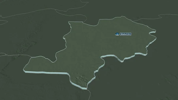 Zoom Ebonyi Stato Della Nigeria Estruso Prospettiva Obliqua Mappa Colorata — Foto Stock