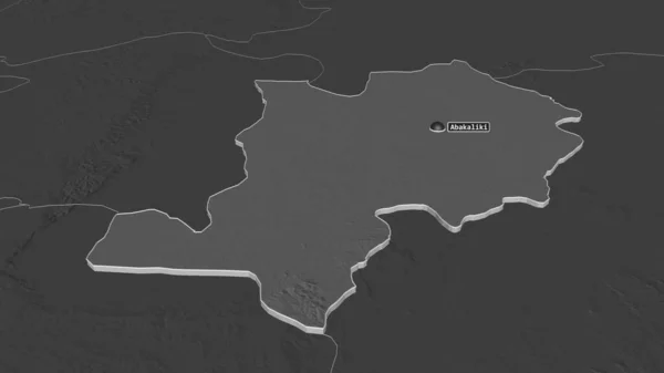 Zoom Ebonyi Stato Della Nigeria Estruso Prospettiva Obliqua Mappa Elevazione — Foto Stock