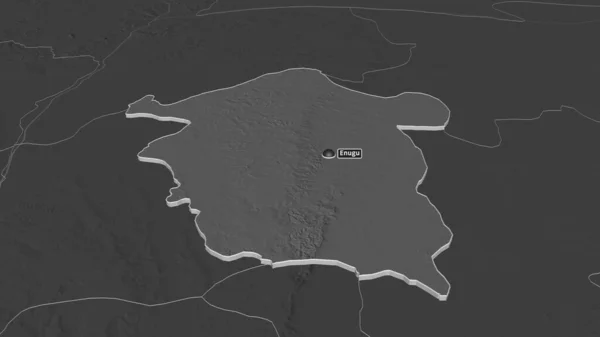 Zoom Sur Enugu État Nigeria Extrudé Perspective Oblique Carte Altitude — Photo